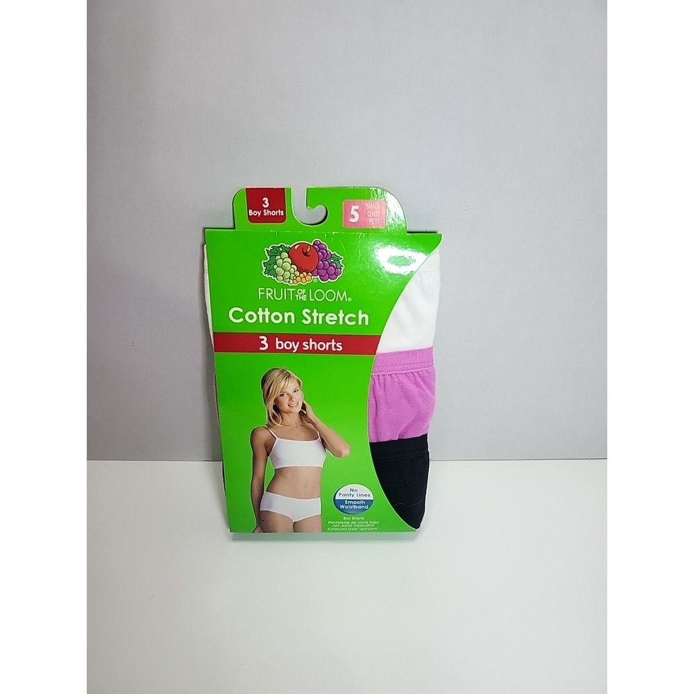Fruit Of TheLoom Women's 3 Pair Boy Shorts Cotton Stretch Underwear Panties 5 Sm - Picture 2 of 3